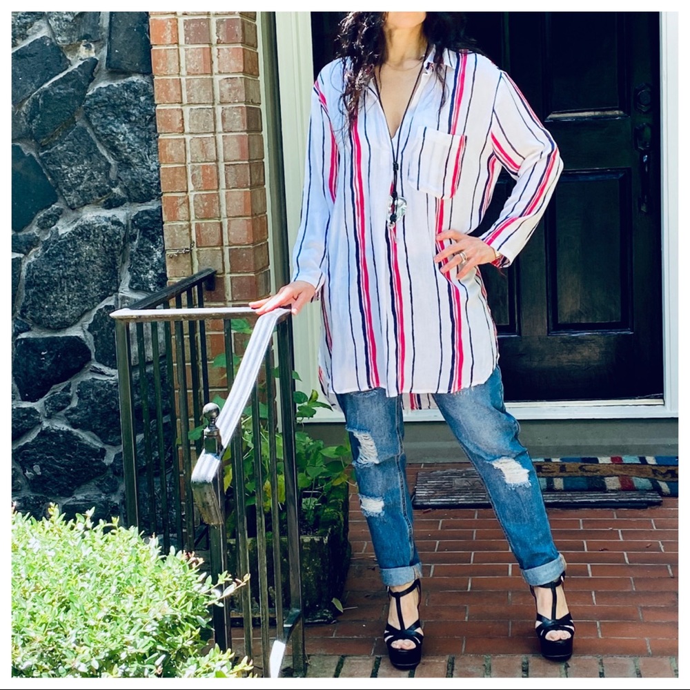 Chic white loose fit striped tunic - Picture 4 of 10